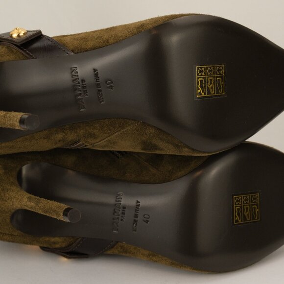 Balmain 105mm Eva Pointed Suede Leather Ankle Boot, Khaki Green, EU 40/US 10 - Picture 7 of 12